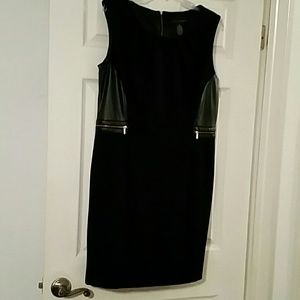 Grace Elements Blk Dress w/faux leather trim zip b